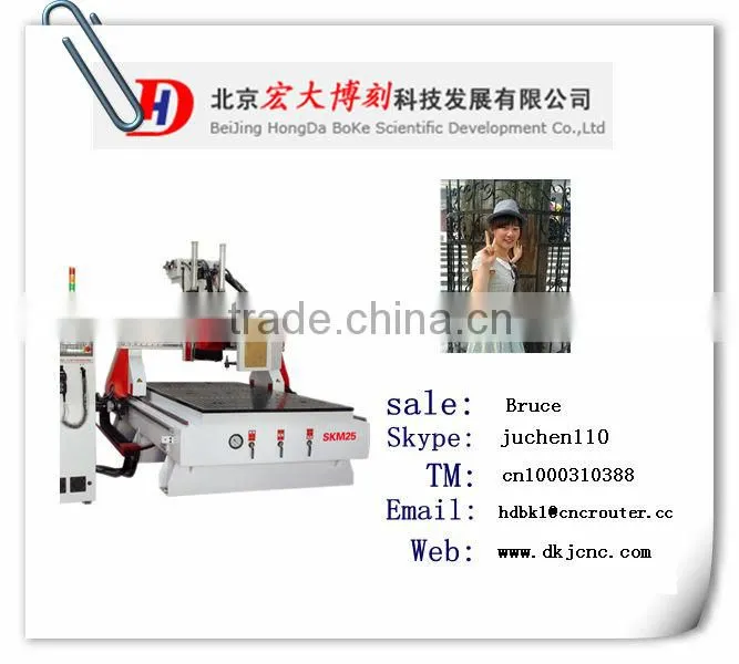 ATC wood carving machine with drill and saw blade