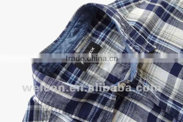 Latest brand design European style slim fit casual plaids fancy fashion men linen shirts