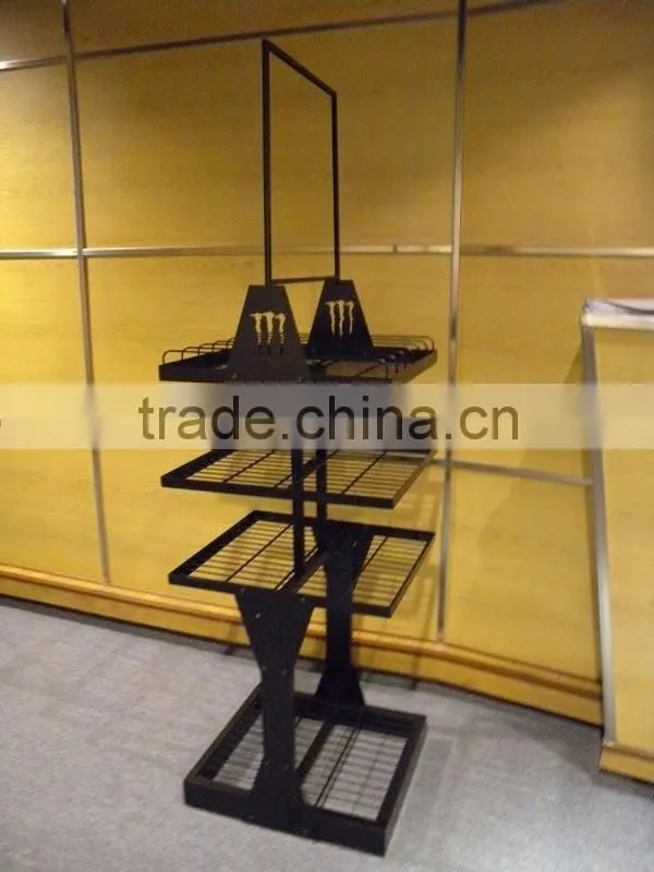 Floor Standing Metal Wire Mesh Retail Bottle Display Racks