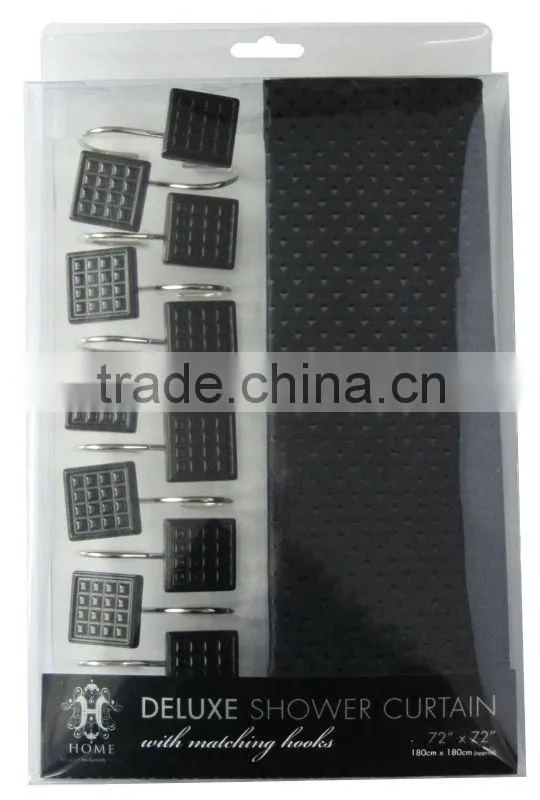 plant design polyester shower curtain with resin hooks