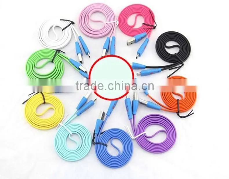 Lighting smiley Android smartphones led micro usb cable V8 common data line