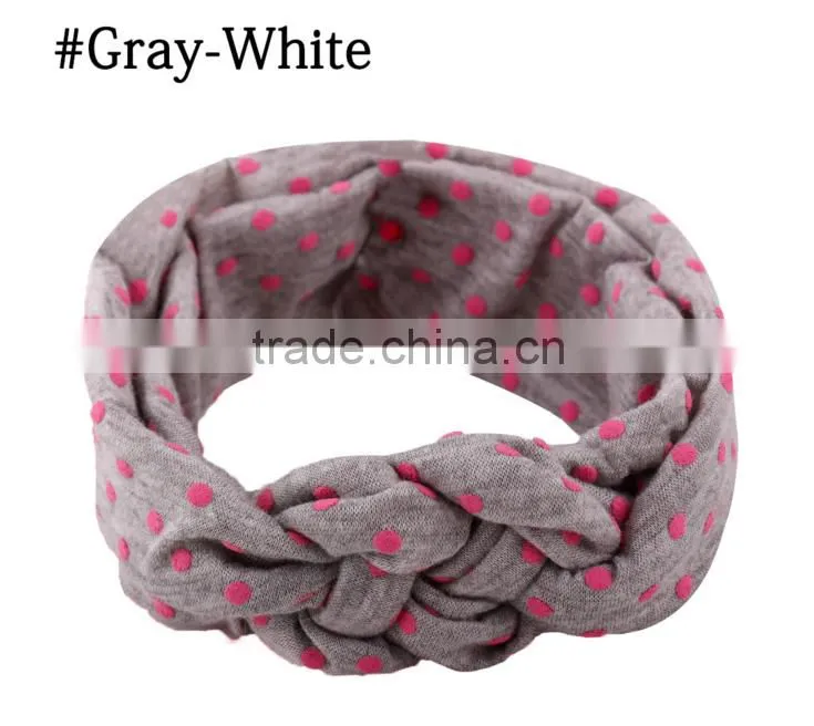 Children's hair European female baby knitting cross hair band cotton elastic headband hand knot of peace