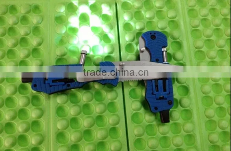 OEM blue outdoor multi knife with LED flashlight