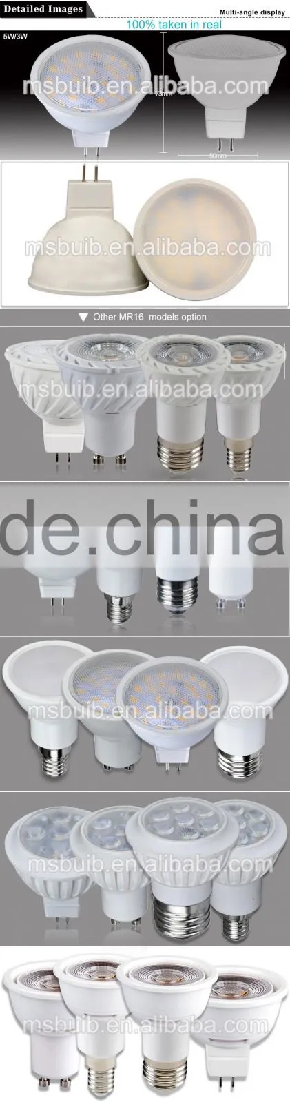 Jiaxing led spotlight MR16 LED bulb GU5.3 SMD 7W thermal plastic TUV CE approved