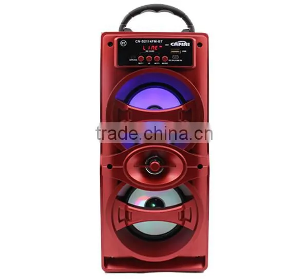 Portable bluetooth wooden speaker with flashlamp, color lights fm speaker