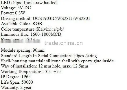 waterproof IP68 led string light WS2811/WS2801/UCS1903 12mm RGB led pixel