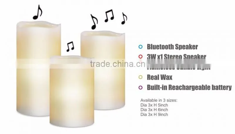 LED Rechargeable candle Light with Built-in Bluetooth Speaker