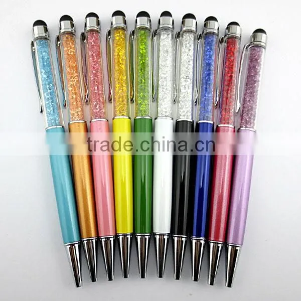 crystal stylus pen,rubber tip stylus pen,wholesale for promotional pen