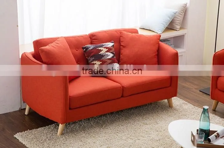 Classic simple design nordic style wooden sectional sofa with tufted back cushions for home furniture