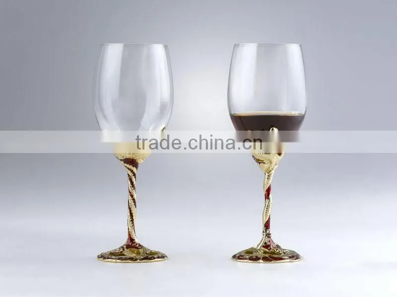 RORO Auspice dragon and phoenix enamel crystal glass red wine glass