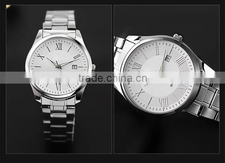 High class bule dial alloy case genuine leather band with night view men fashion watches