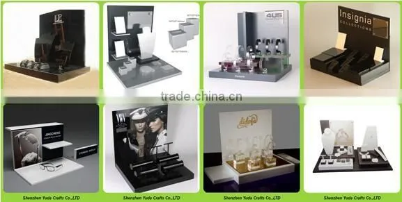 colorful luxury MDF acrylic jewelry display sets elegant necklace rings earrings display durable jewellery holder stand