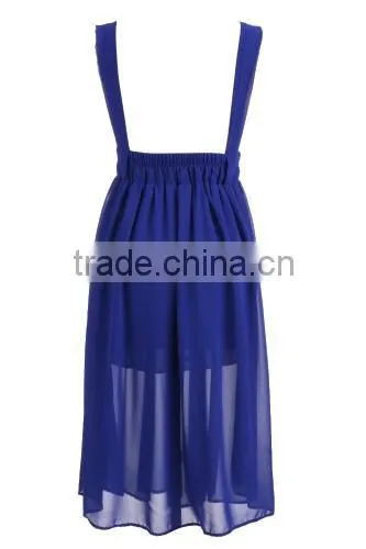 New Fashion Women High Waist Bohemia Style Chiffon Pleated Suspender Dress