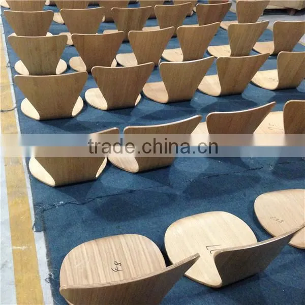 The Standard Stacking Brown Fabric Upholstery Plywood Dining Chair with Chrome Tube Legs