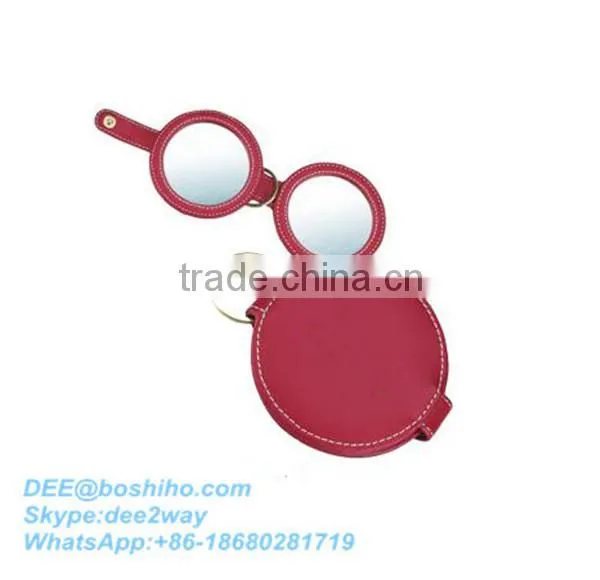 Boshiho makeup awesome gift Key Ring Leather Dual Compact Mirror