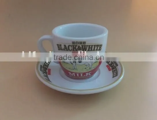 Thick fine porcelain coffee and tea set custom printed porcelain ceramic cups and saucers sets