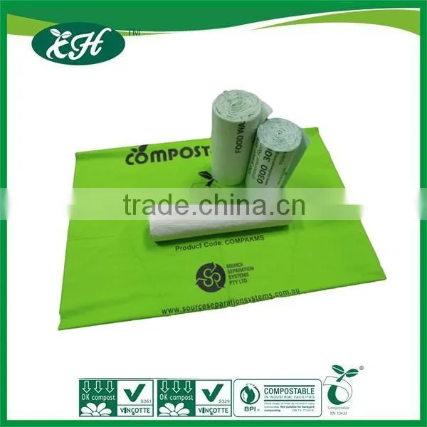 Compostable plastic garbage bag on roll