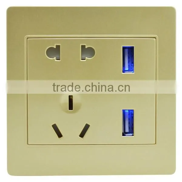 5pin socket with double usb wall socket