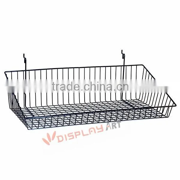 Large hanging storage slatwall metal wire mesh display basket
