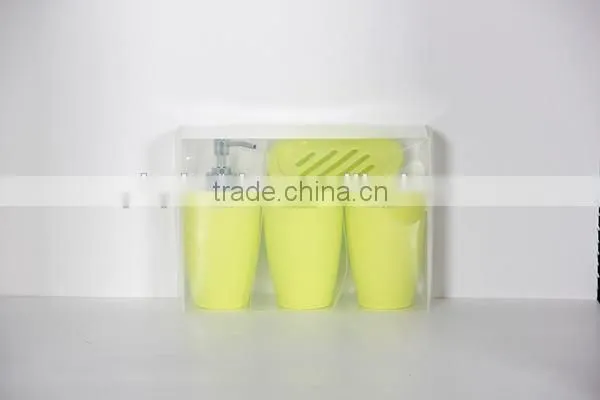 Elegant plastic 4pcs bathroom set with soap dispenser