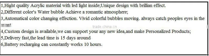 Beautiful battery driver Round Bar Table ,Fantastic LED light and water Bubble moving table