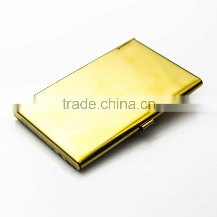 Luxury gold color blocking RFID credit card holder with engraving LOGO