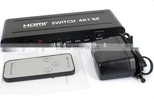 High speed 1080p 4x1 HDMI switch with IR remote controller