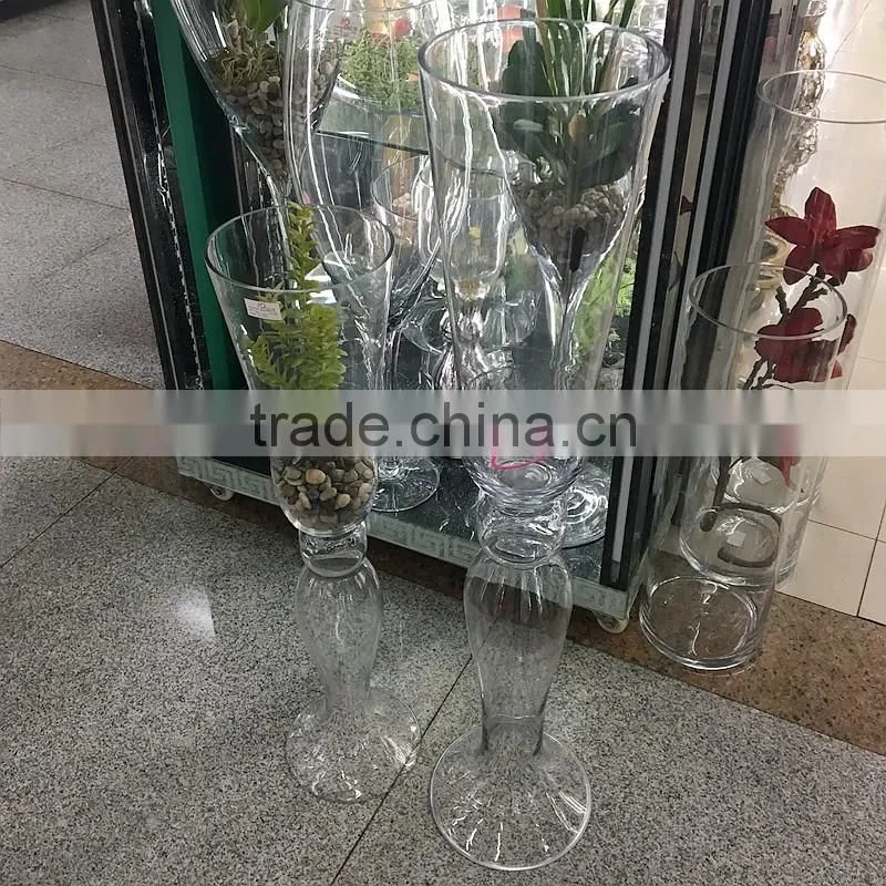 LHP020 new arrival transparent tall clear glass vases table centerpiece vase