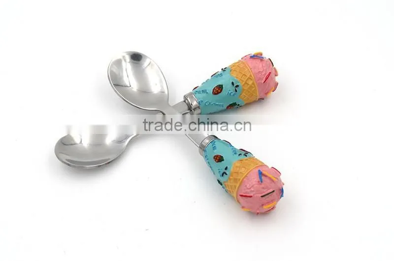 Fashion designed resin handle stainless steel ice cream spoon food grade