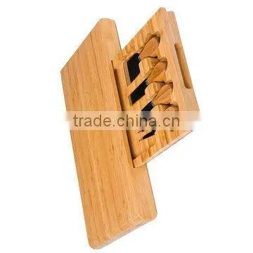 Picnic Bamboo Cheese Board Tool Set with Hidden Tool Drawer