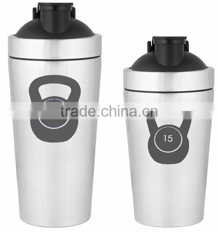 Low MOQ airtight premier protein 750ml 24oz #304 18/8 stainless steel BPA free water bottle shaker workouts athletic nutrition