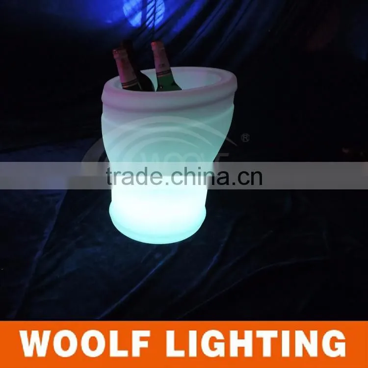 2014 hot waterproof IP68 customized plastic LED round ice bucket
