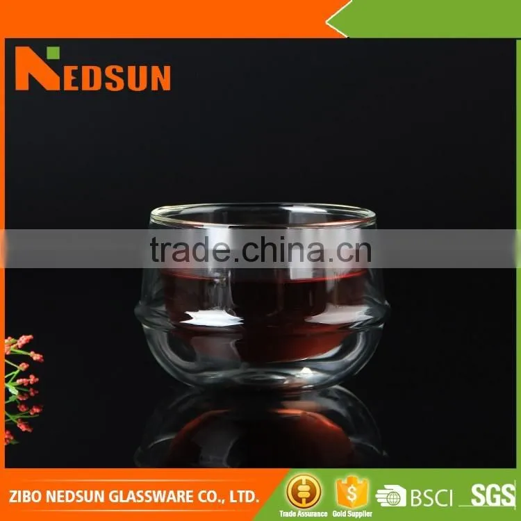 High quality clear double wall glass cup
