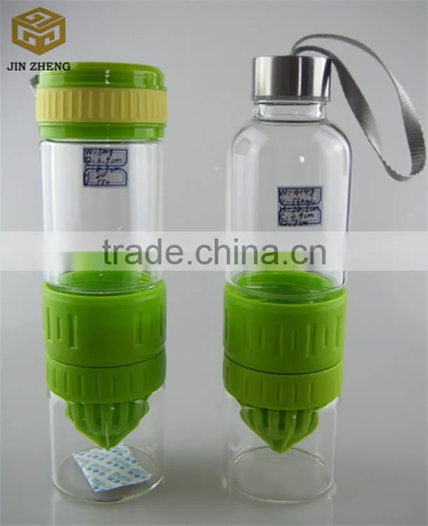 hot sale glass lemon water bottle / Fresh juice drinking cup