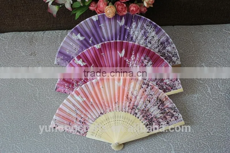 Customized logo printing silk gift fan