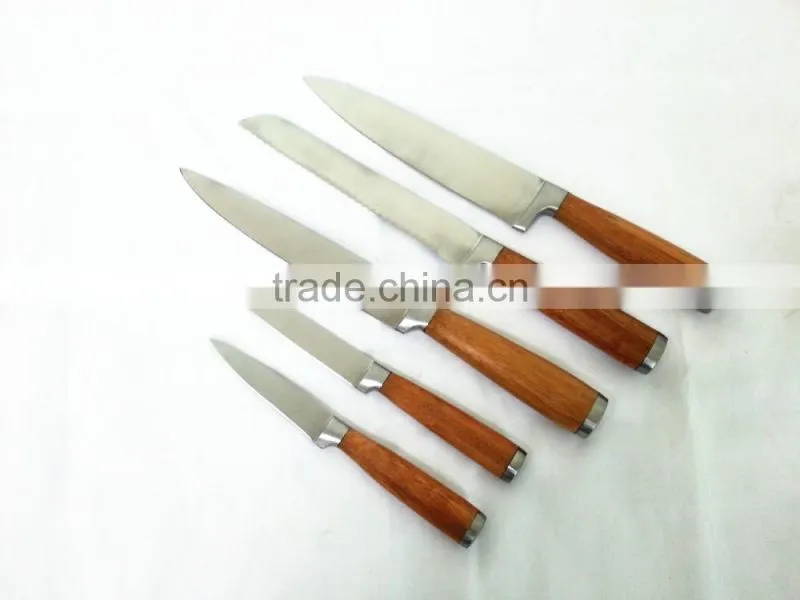 2015 new product 6pcs bamboo handle knife set