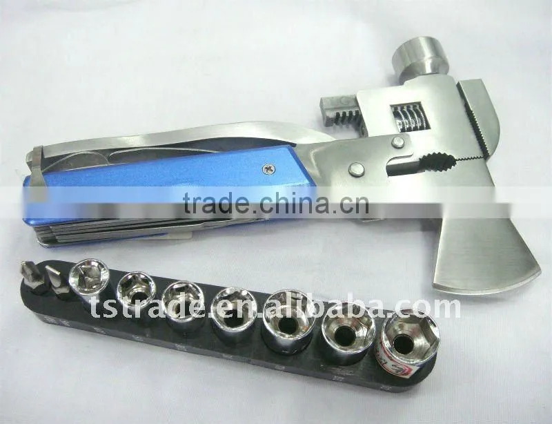 2014 multi tool stainless steel axe pomotion gift hammer multi hammer with axe tools