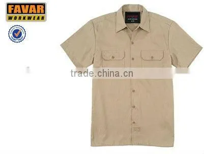 button close short sleeve cotton work shirt