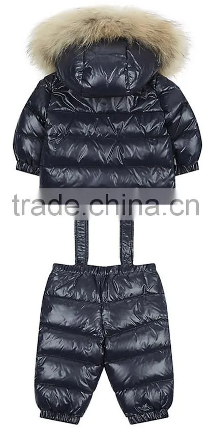 Nylon down padded kids two-piece snow suit