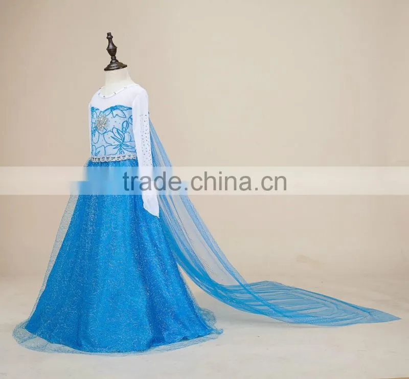 2016 wholesale girl frock design pretty costume frozen elsa princess dress