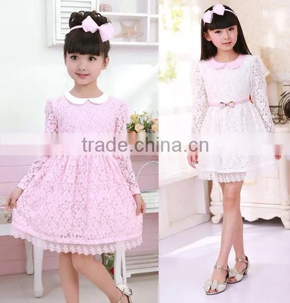 2014 New Arrival Baby Kids Children's Girls Long Sleeve Lace Princess Dress With Belt SV012213 #