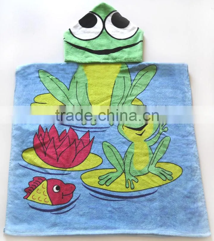 Velour reactive printing poncho towel for kids
