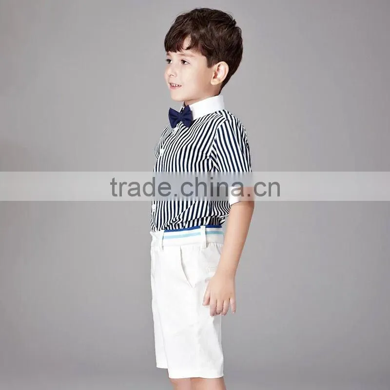 New Summer Boys Formal Clothing Set 3Pcs Boy Suit Include Tie Stripe Shirts And Shorts Fancy Children Wear B-NB-CS905-25