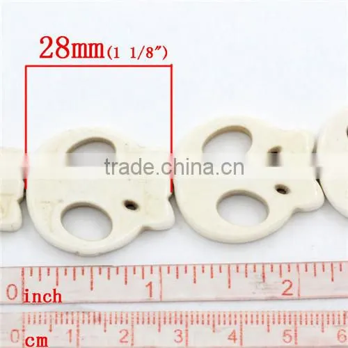(Grade B) Synthetic Halloween Skull White howlite Beads 28x25mm