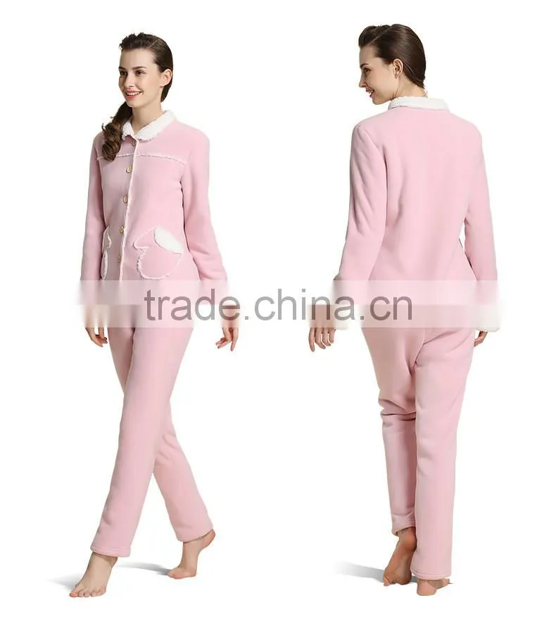 Functional service Qianxiu long sleeve winter fleece ladies nighty