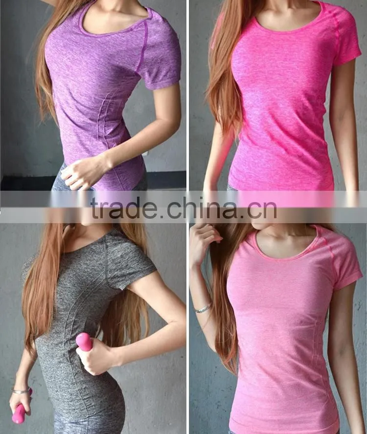 Women Yoga Shirts Top Short Sleeve Breathable Exercise Tee Shirts Quick Dry Fitness Running Gym Sport T-shirts