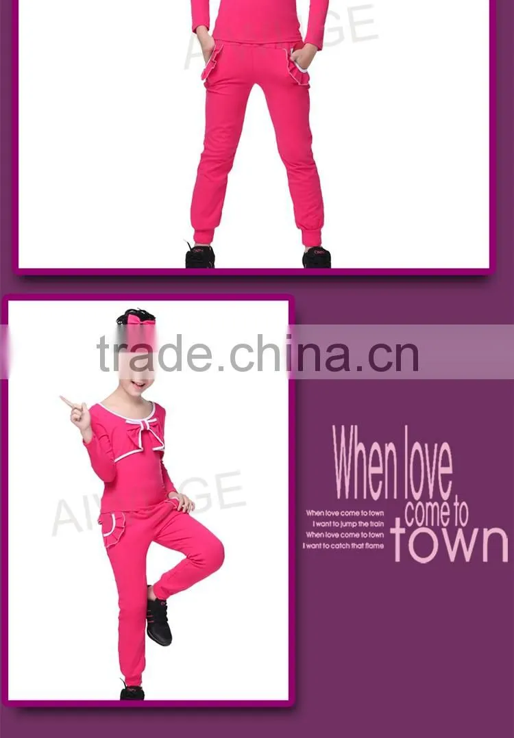 New Spring Autumn Girls Bowknot Long Sleeve Sweatshirt Hoodies & Pants Trendy Tracksuits Children Gymnastics/Sport Suits