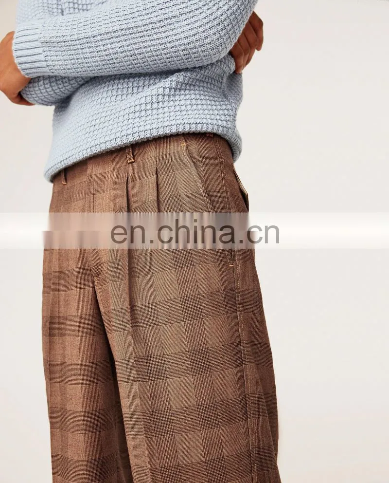 OEM Service Custom High Quality Pants Fashion Checked Mens Trousers