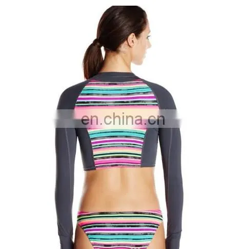 OEM high quality anti-UV rash guard,colorful lady rash guard
