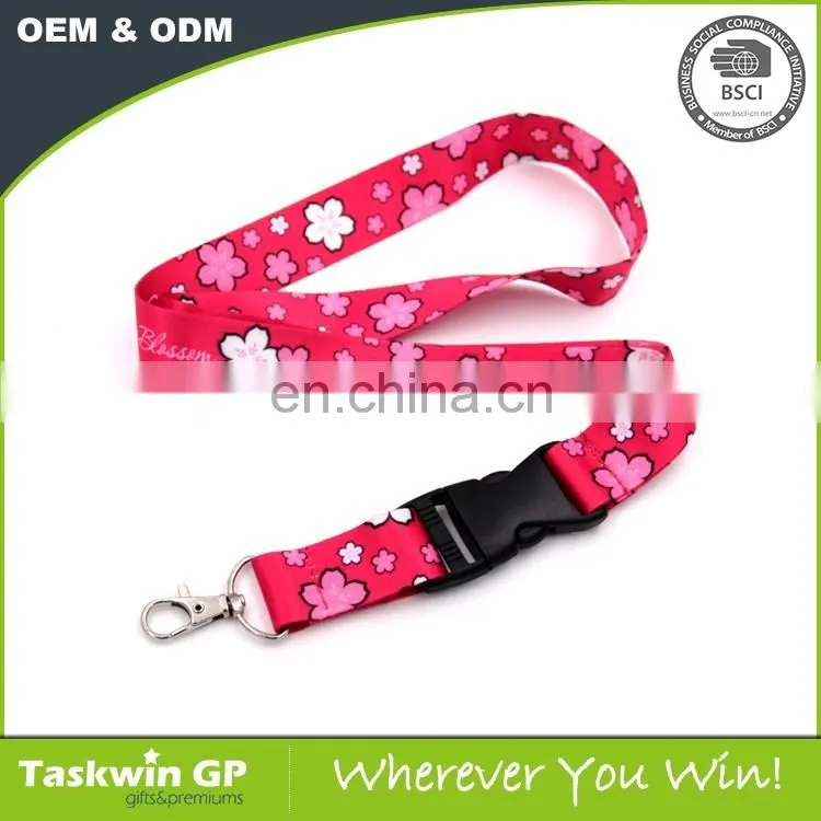 High quality silk printing polyester Safety Clip lanyard with 3D logo customize